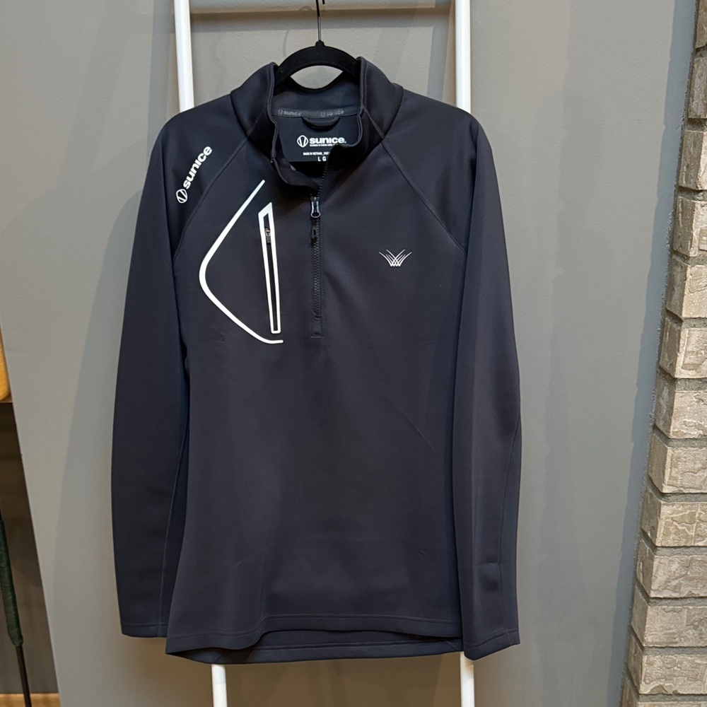 Mens Navy Blue/Gray Sunice Golf Quarterzip